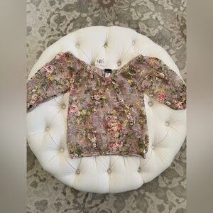 Y2K Floral & Lace Off the Shoulder Top sz S